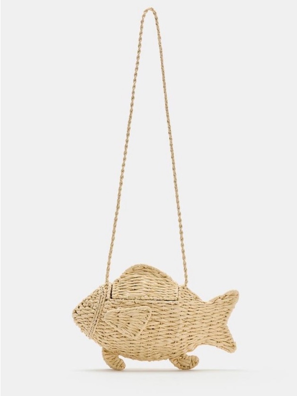 Zara Beige Woven Fish Crossbody Bag